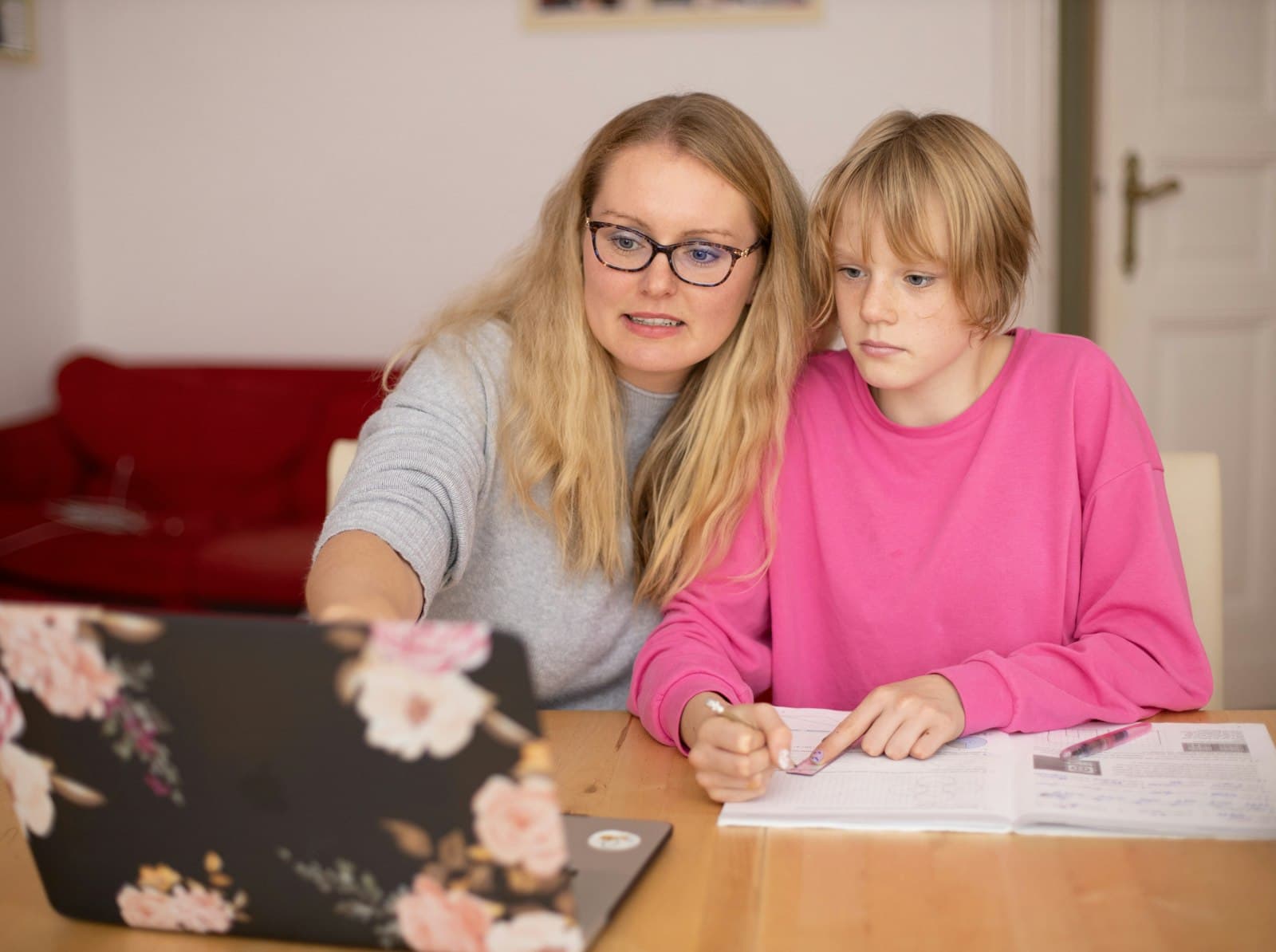 A student working at home